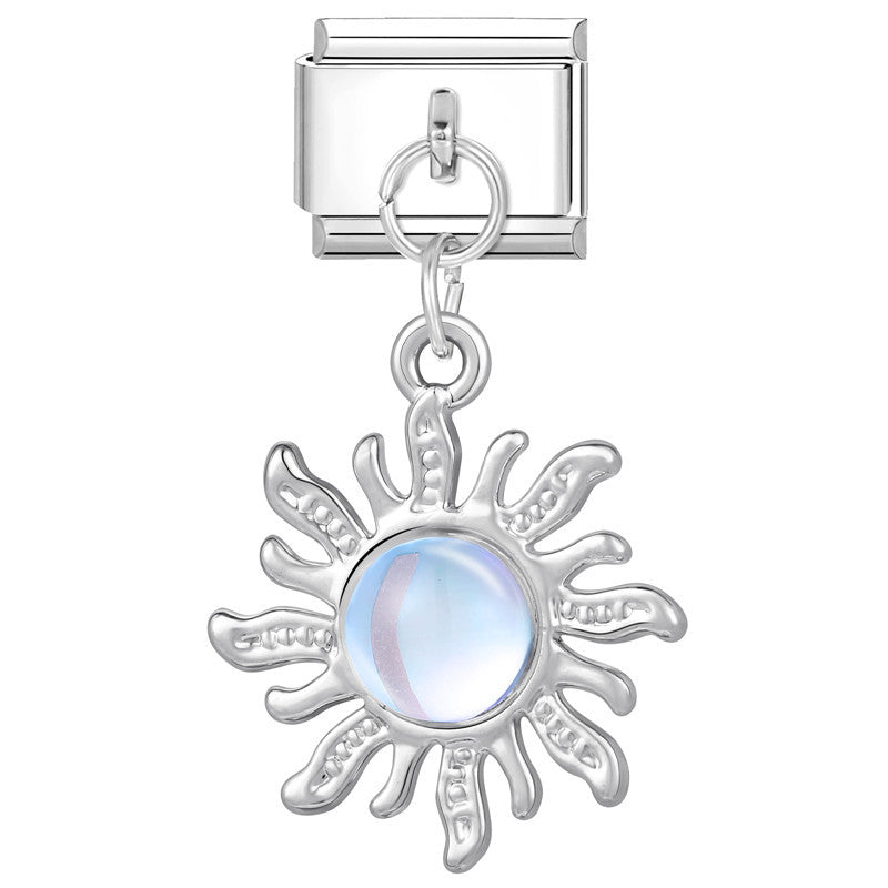 Sun with Diamond- Silver Italy Charm