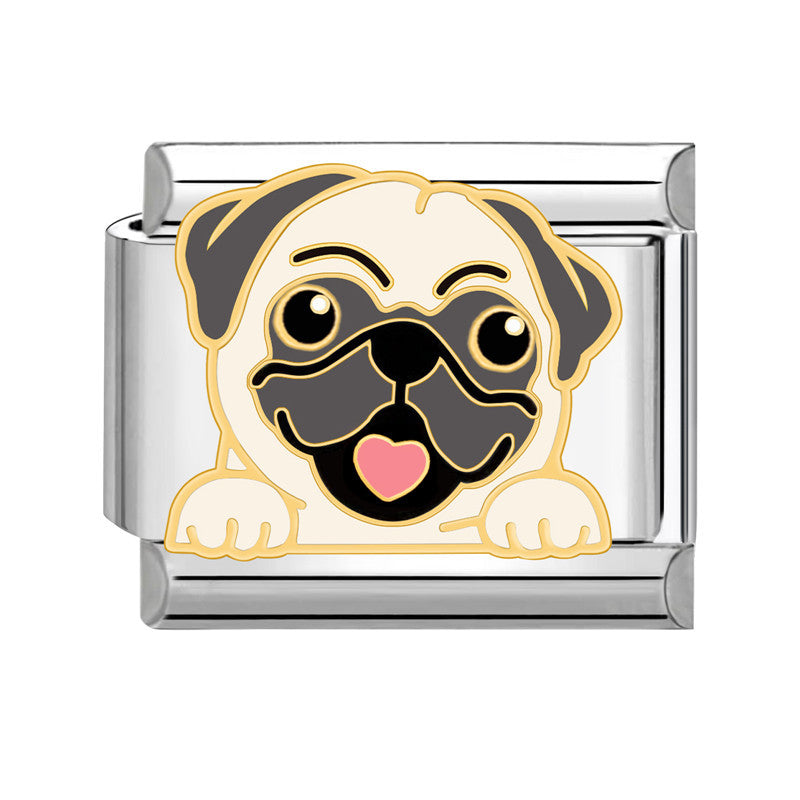Pug Dog - Silver Italy Charm