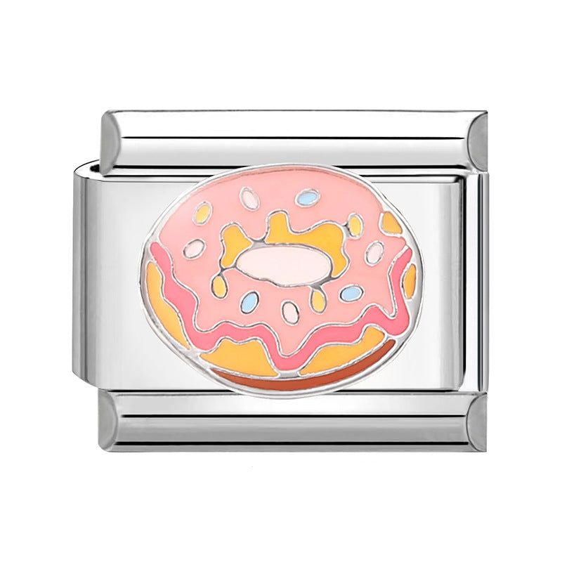 Pink Donut - Silver Italy Charm-DY240