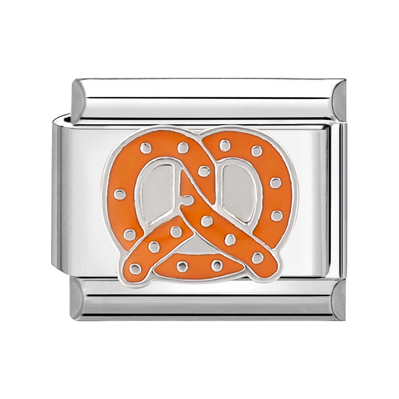 Pretzel Bread - Silver Italy Charm-DY225